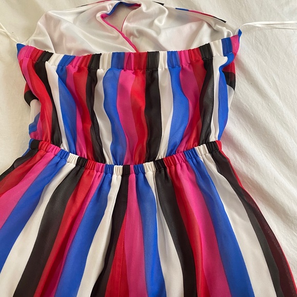 NWOT Express Rainbow Stripe Chiffon Romper - Picture 2 of 2